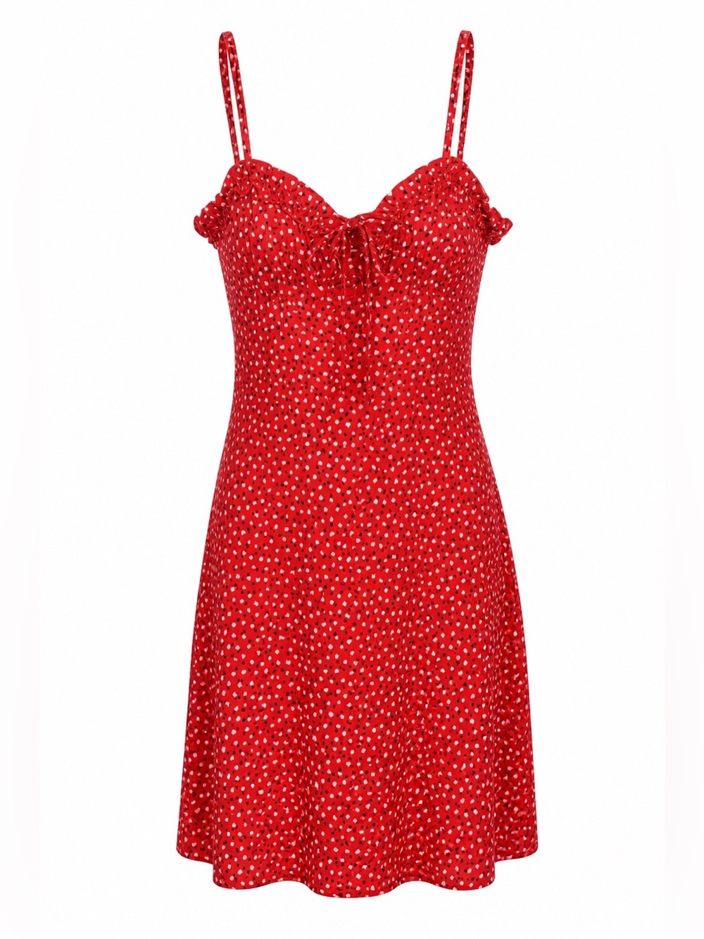 Princess Polly Red w/ White Polka Dot Spaghetti Strap Sundress. Sz 2